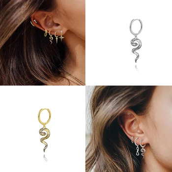 

MARY 100% Authentic 925 Sterling Silver Hoop Earrings For Women Pendientes Snake Earrings kolczyki Birthday Present brinco