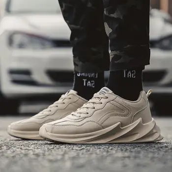 

Men Shoes Chunky Sneakers Breathable Tenis Masculino Off Leather Light White Footwear Lace Up Boys Shoes Shark Zapatos Hombre