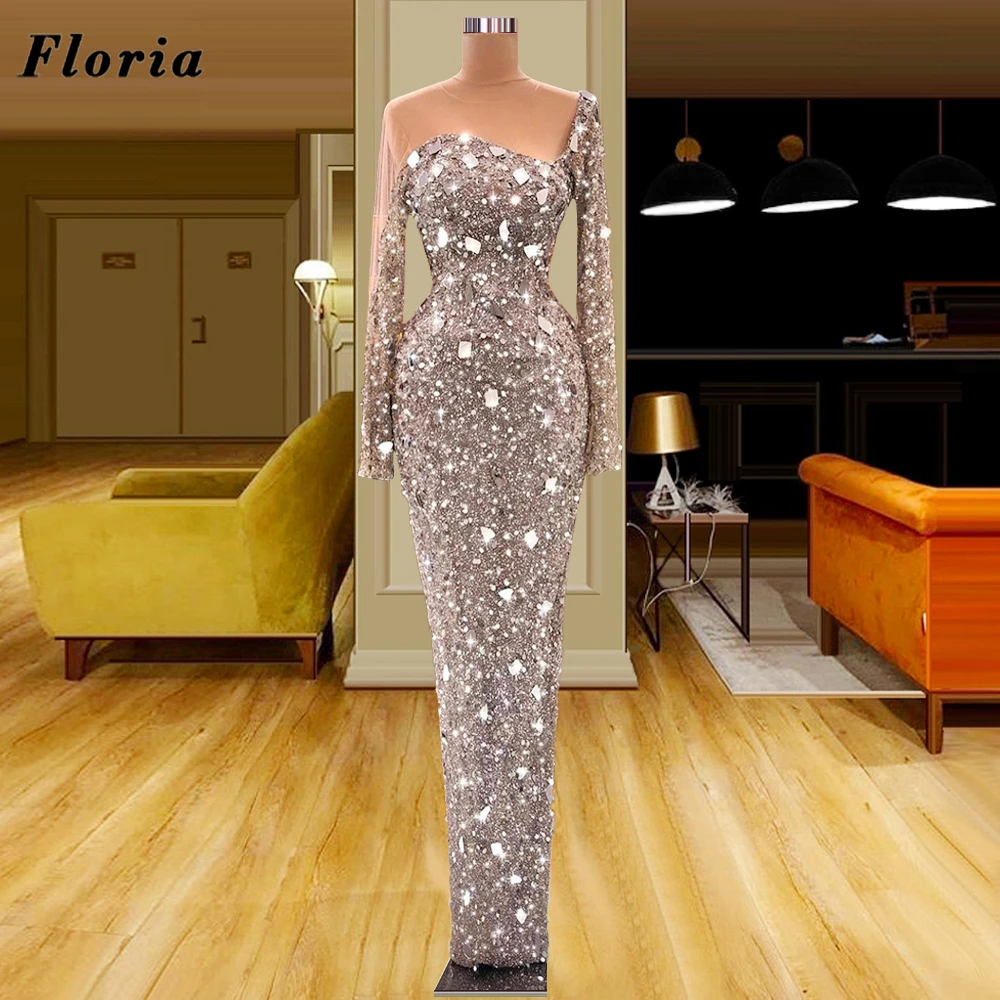 

Floria Long Sleeves Women Party Dress 2021 Customize Dubai Mermaid Evening Gowns For Wedding Arabic Prom Dresses Robes De Soiree