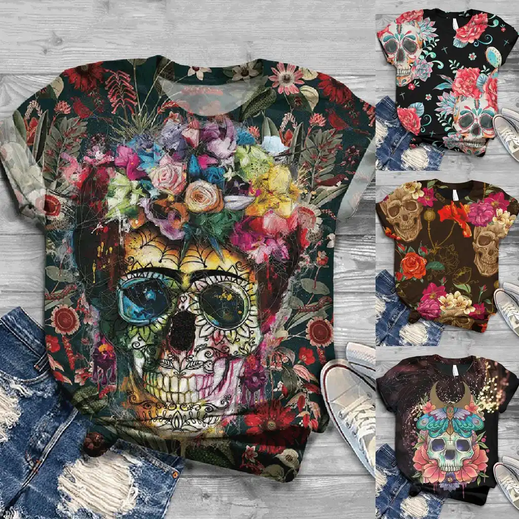 plus size skull tops
