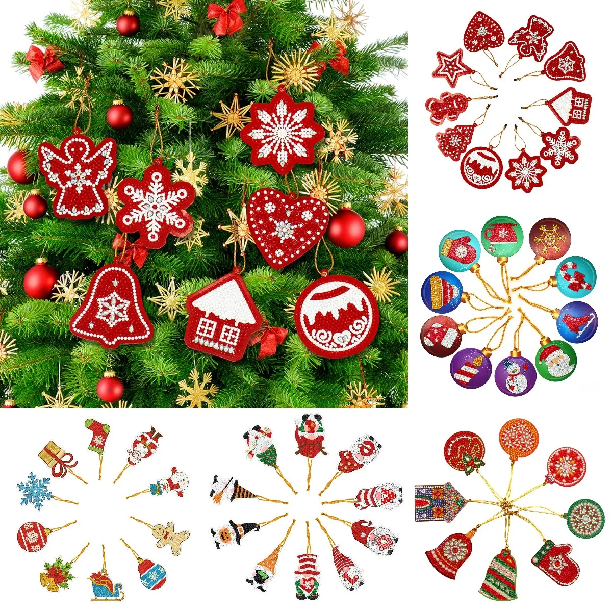 Diamond Painting Diamond Painting Accessories 8-10Pcs DIY Full Drills Diamond Painting Special Shape Christmas Tree Pendant Hanging Ornament Christmas Decoration