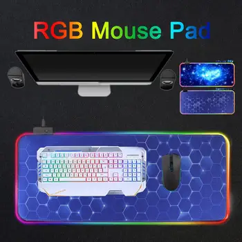 

Vococal Besegad Large Mouse Pad USB Wired LED RGB Colorful Lighting Gaming Mousepad Non-Slip Laptop Mice Mat 31 x 12 Inch