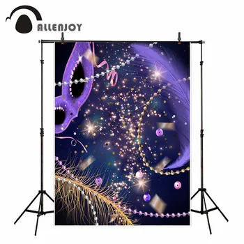 

Allenjoy Happy Birthday Wall Backdrops Feather Pearl Flash Photocall Banners Masquerade Party Celebration Backgrounds Decor