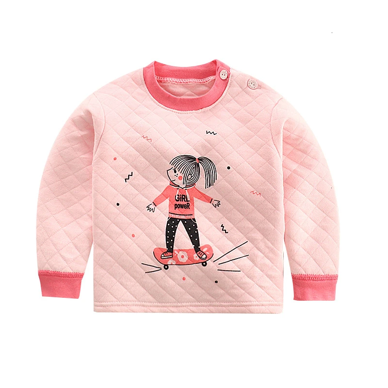 pink girl Трехслойный хлопковый теплый свитер; осенняя одежда для малышей; утепленная одежда с длинными рукавами для маленьких мальчиков и девочек; От 0 до 6 лет; детские толстовки с капюшоном - Цвет: pink girl