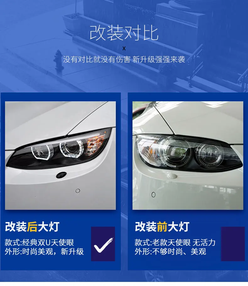 Bmw E92 Headlights 2006-2012 E93 Headlight 330i 335i Drl Hid Head Lamp