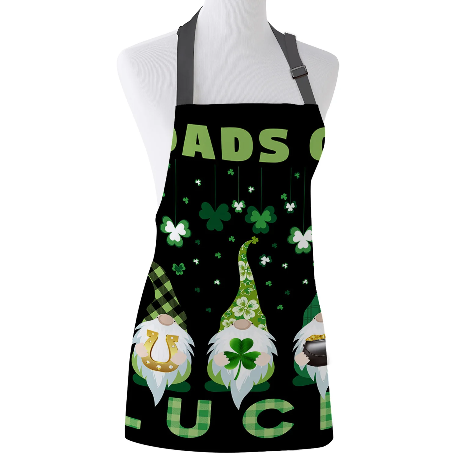 Clover Dwarf Black Cooking Kitchen Apron For Woman Men Chef Waiter Cafe Shop BBQ Hairdresser Aprons Bibs Accessory | Дом и сад