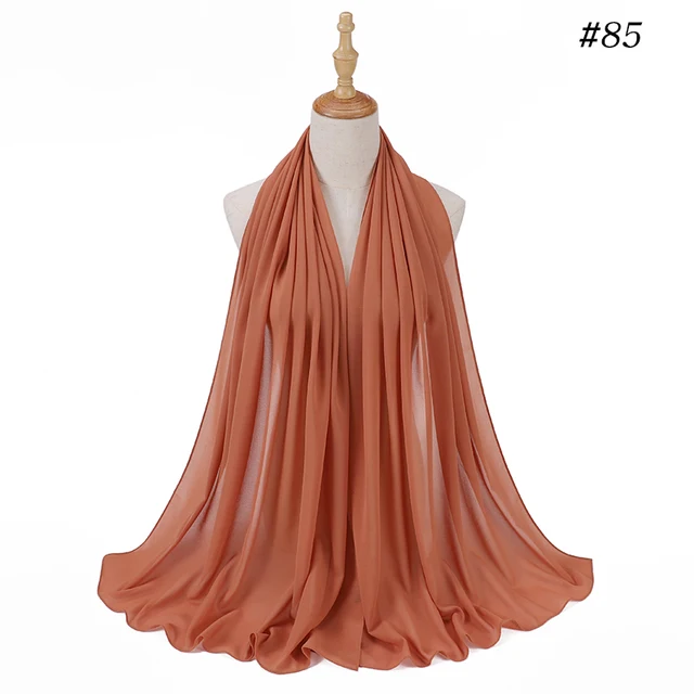 women plain bubble chiffon scarf hijab wrap printe solid color shawls headband women hijabs scarves/scarf 60 colors COLOR 85