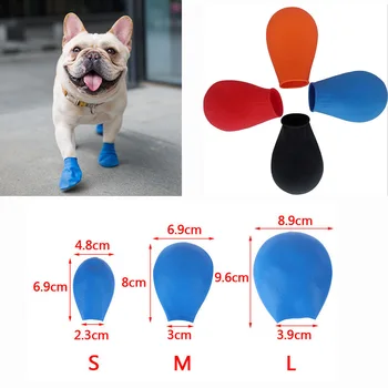 

4pcs/Set Waterproof Dog Shoes For Chihuahua Balloon Type Rubber Rain Boots Rubber Rain Dog Shoes For Outdoor Dog Supplies