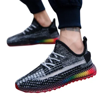

Outdoor Fly Knit Breathable Casual Shoes sneakers Men Trend Rainbow Jelly Soles Sneakers men running shoes zapatos mujer #G3