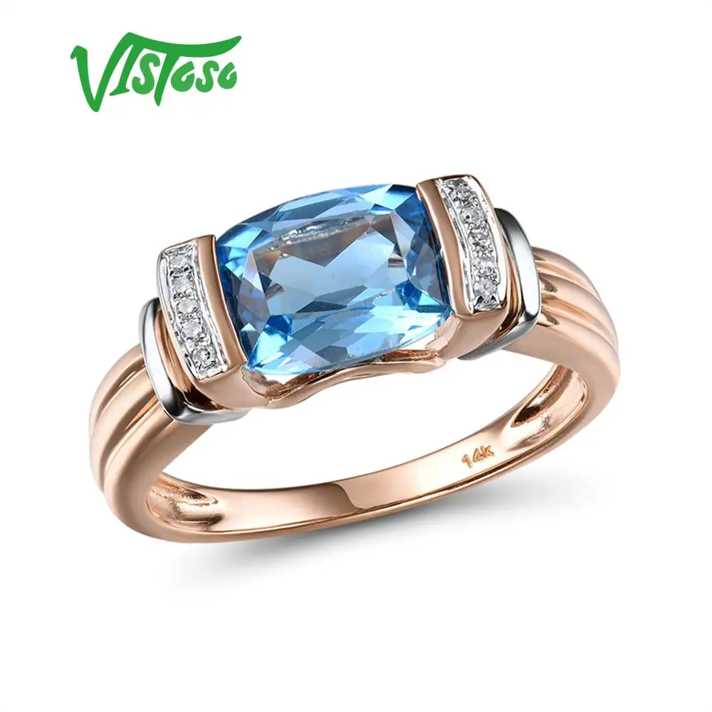Женское золотое кольцо VISTOSO настоящее двухцветное Золотое 14K 585 с блестящим