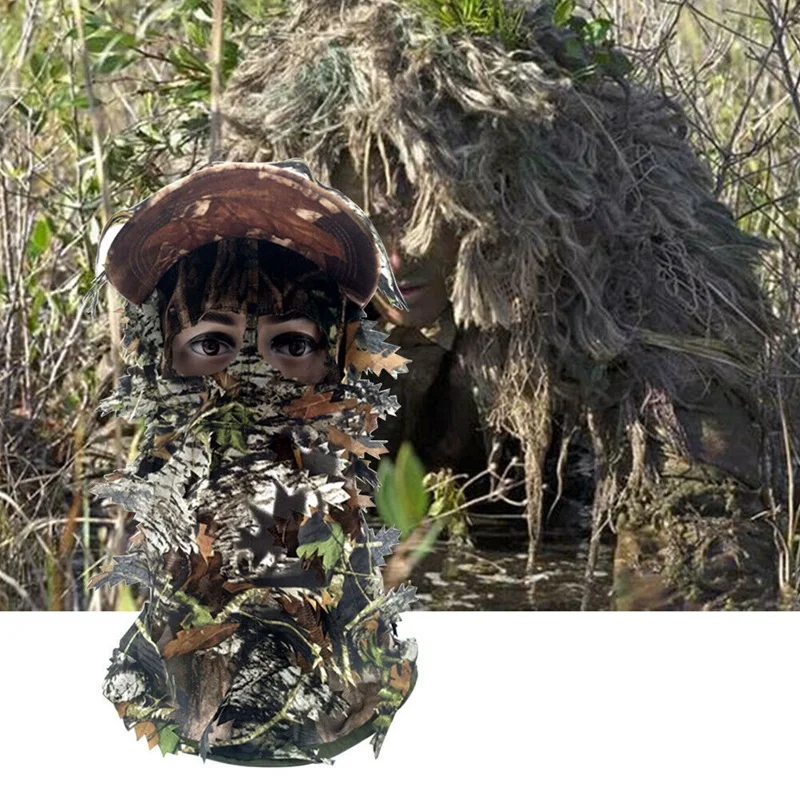 

Full Face Mask Camouflage Head Cover 3D Leaf Hat Cap for Outdoor Hunting Camping