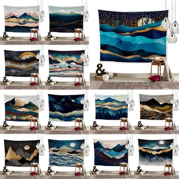 

Nordic Sunset Sunrise Landscape Tapestry Background Cloth Hanging-Carpets Bedside Wall Hanging Bedroom Dormitory Home Decoration