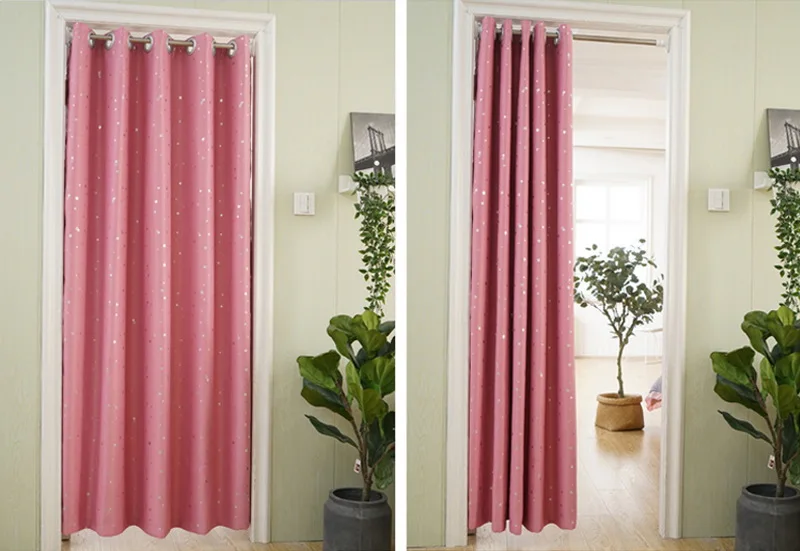 Star Pattern Thermal Door Curtains Blackout Cloth Curtain Grommet Top 5 Colors for Bathroom Kitchen Bedroom Door Balcony DW1233