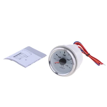 

8-16V Voltmeter Volt Meter For Boat Marine RV 52mm 2inch White & Chrome