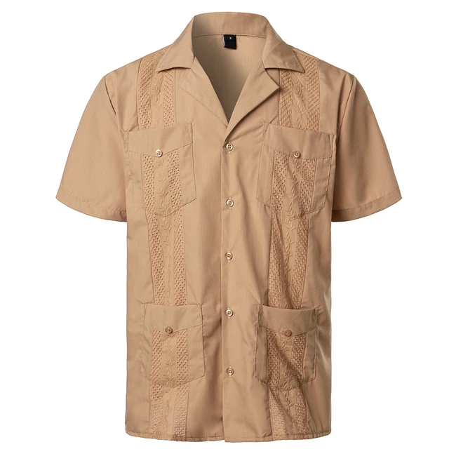 Mens Cuban Camp Embroidered Shirts 