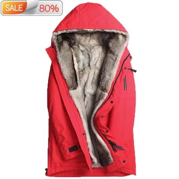 

Mens Wolf Parka Winter Real Men Clothes Natural Fur Plus Size Mink Coat Jacket Overcoat MFTPK17005-6 B210A3