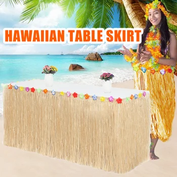 

109/149pcs Table Skirt Raffia Style Fringe Party Decoration Kit for Tiki Tropical Hawaii or Moana Themed Birthday HG99