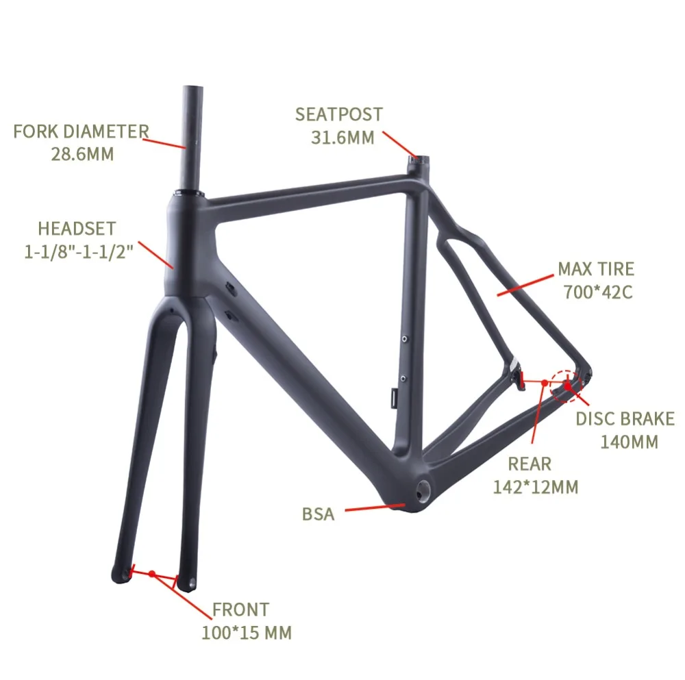 Spcycle T1000 карбоновая велосипедная Рама 700* 42C Aero Cyclocross велосипедная карбоновая рама плоское крепление дисковый тормоз 31,6 мм подседельный штырь