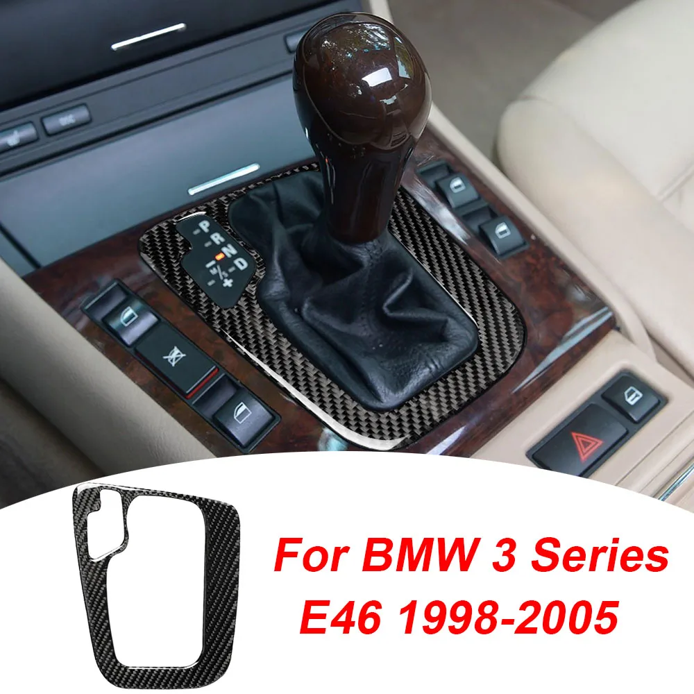 

1 pc Carbon Fiber car Gear Shift Knob Panel Trim Stickers black new auto Gear Shift Knob Panel For BMW 3 Series E46 1998-2005