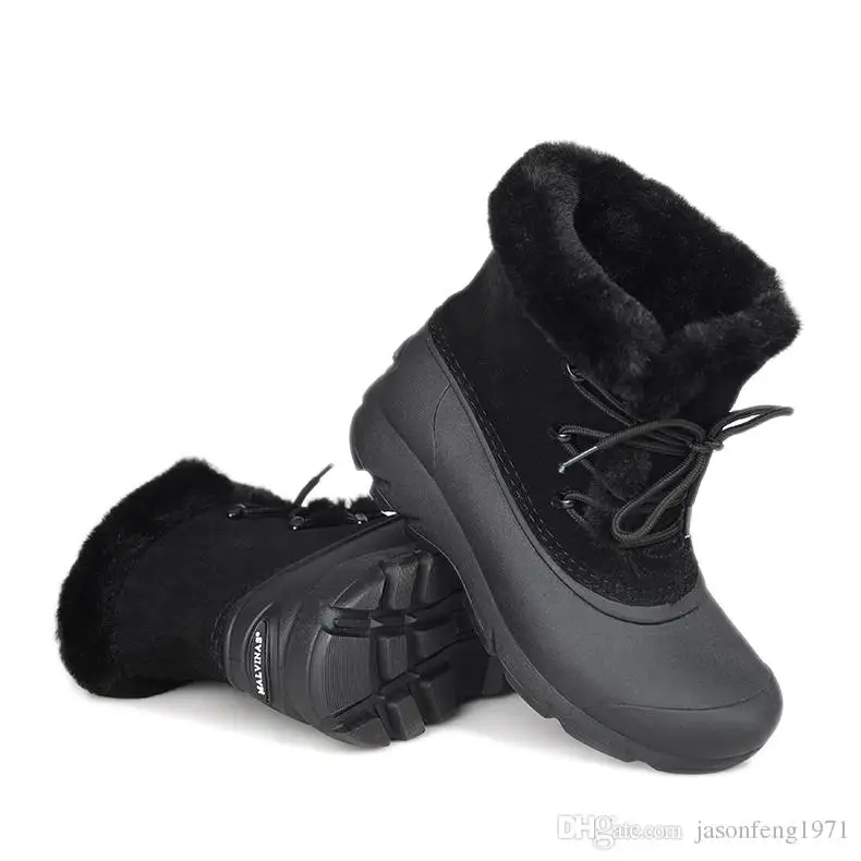 Зимние походные ботинки из смешанного натурального меха для мужчин и женщин; водонепроницаемые ботинки из натуральной кожи с плюшевой подкладкой; зимние ботинки из кроличьей шерсти; for-40c