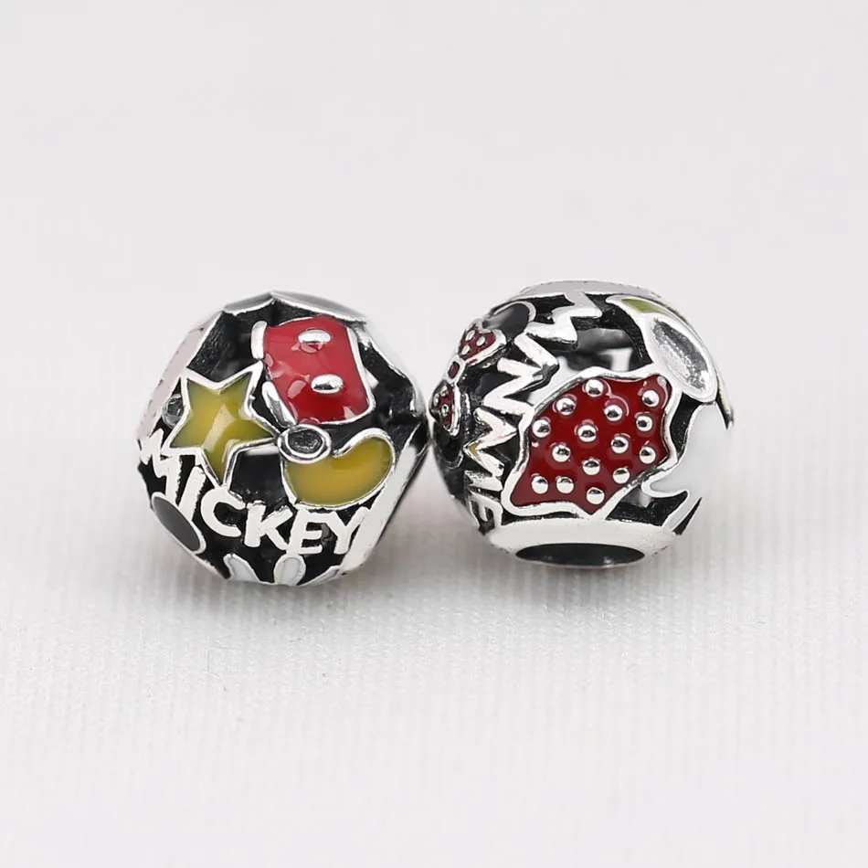 

Authentic S925 Sterling Silver DIY Jewelry Enamel Charms fit Lady Bracelet Bangle Lady Gift Mickey & Minnie