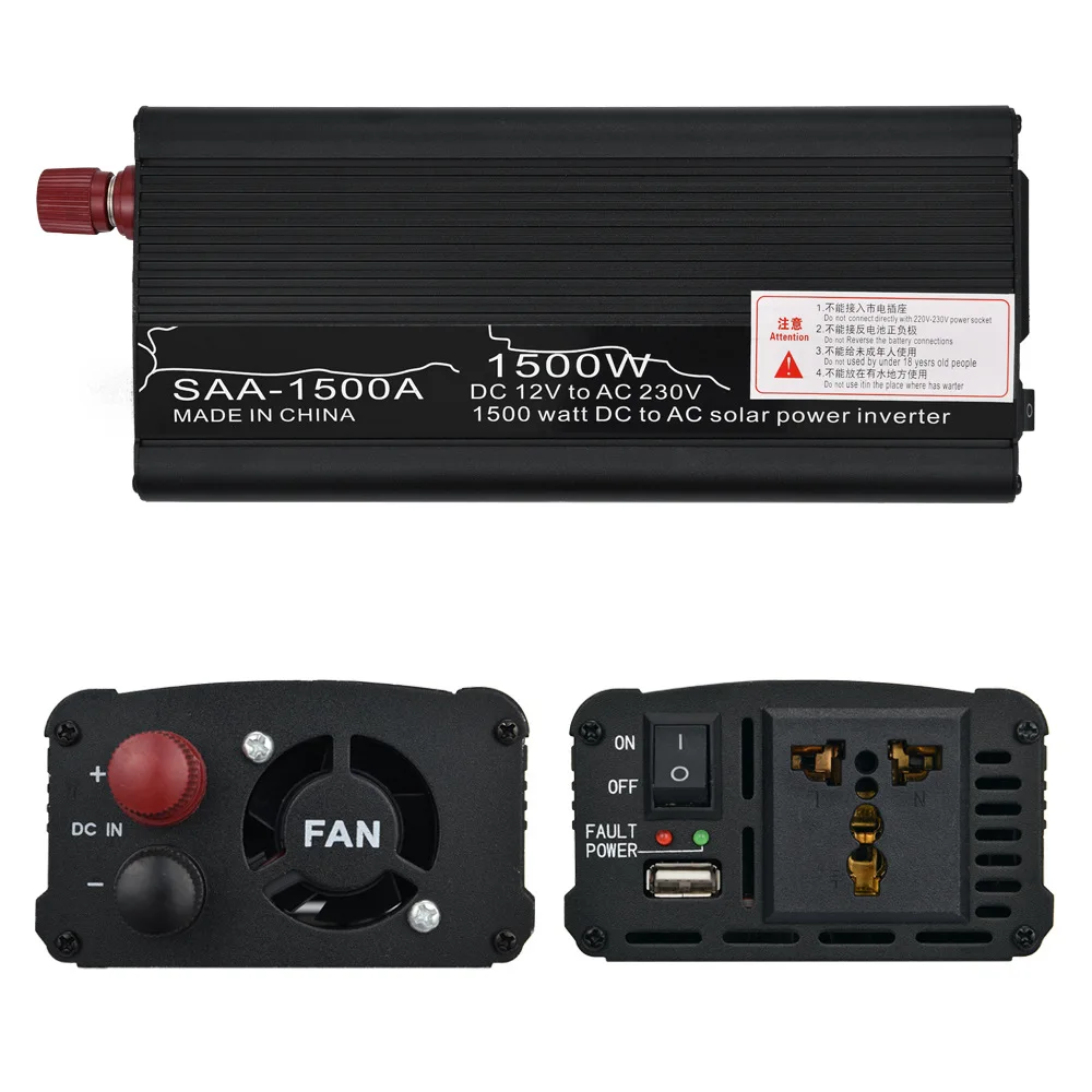 

Solar Inverter 1500W Automotive Inverter 12V/24V TO 220V/110V Inverter Voltage Transformer Converte
