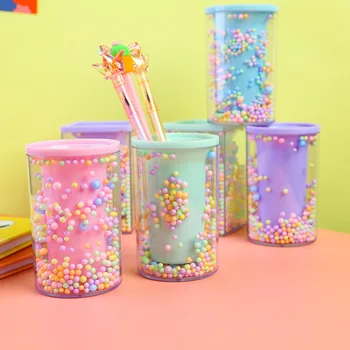 

Pencil Case Pen Holder Brush Stand Transparent Desk Organizer Cosmetics Makeup Brushes Storage Box Desktop Office Accessories