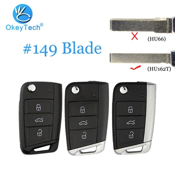 

OkeyTech for V W Golf MK7 3 Skoda Seat Passat B6 Remote Flip Auto Car Key Shell Fob Cover Case Parts Blank HU162T Blade for Keys