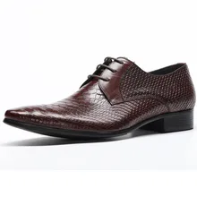 2019 Fashion Genuine Leather Men Dress Shoes Snake Pattern Business Men Shoes Designer Office Lace Up Pointy Toe Shoes 2019 Fashion Genuine Leather Men Dress Shoes Snake Pattern Business Men Shoes Designer Office Lace Up Pointy Toe Shoes