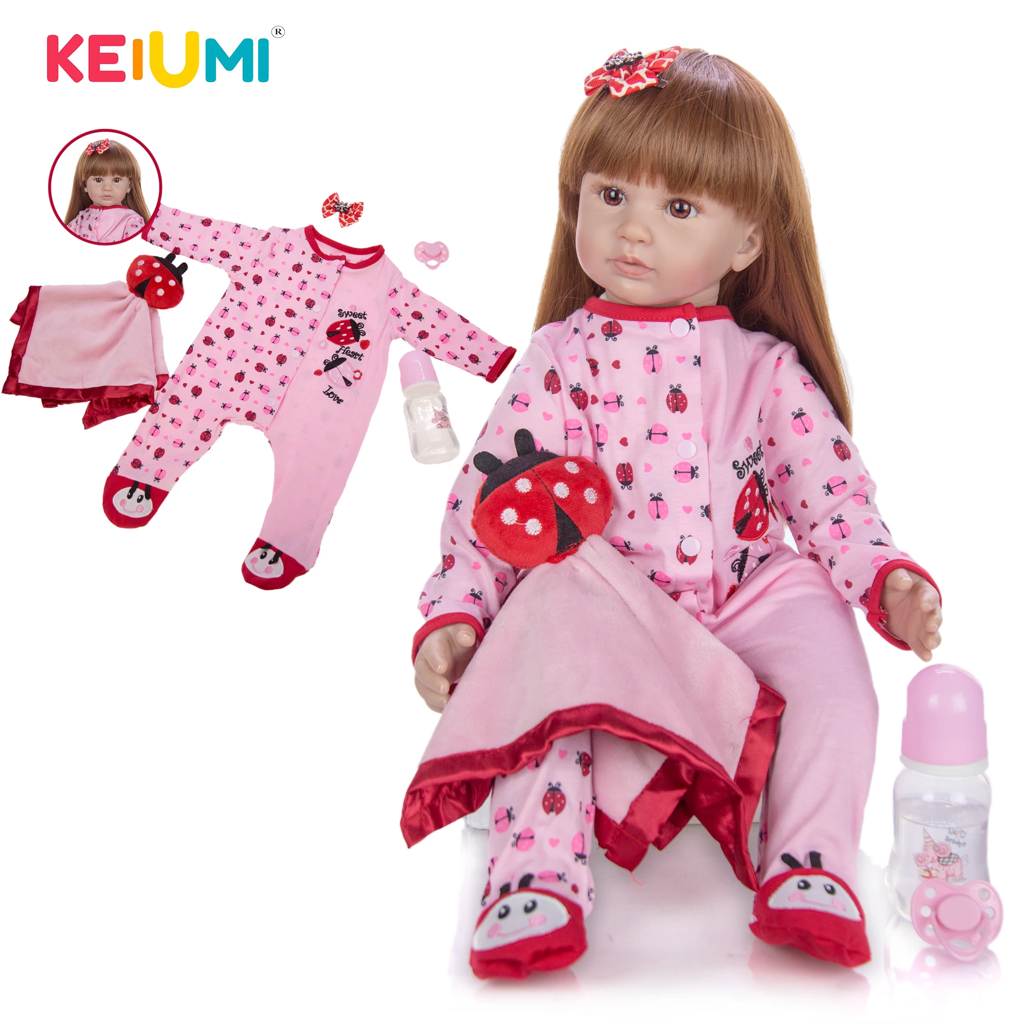 

Wholesale KEIUMI Realsitic Soft Vinyl Baby Dolls 60 cm Lifelike Silicone Reborn Menina With DIY Curls Or Long Hair Real Playmates For Children's Day Gift Toddler Present