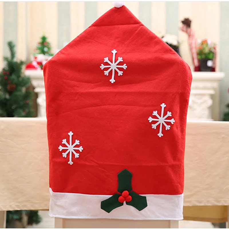 Шапка Санта-Клауса DIY декоративный чехол для кресла Рождественская шляпа ужин стул задняя крышка чехол для сидений на кухне Банкетный Чехол для стула