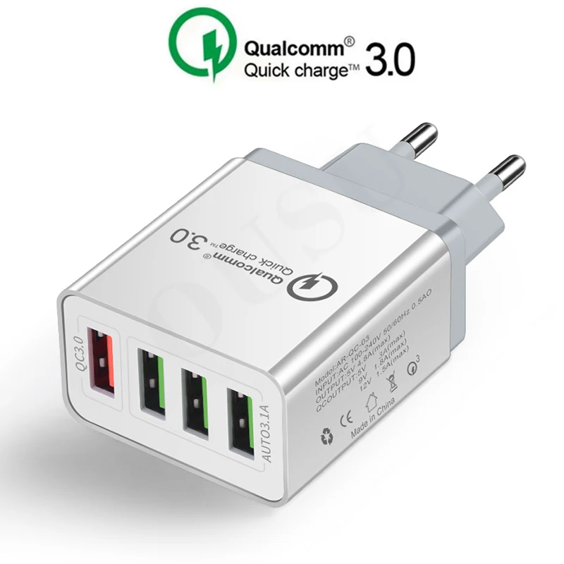 OUSU Универсальный 4 порта 30 Вт Быстрая зарядка 3 0 USB быстрое зарядное устройство