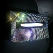 Блестящий Алмазный чехол для салфеток в машину, держатель для салфеток, солнцезащитный козырек, заднее сиденье автомобиля