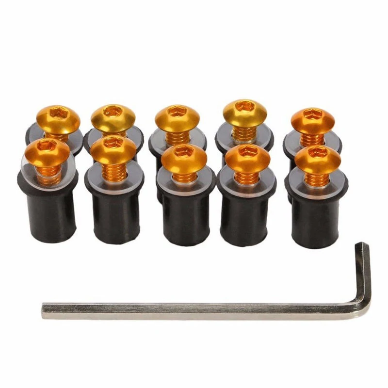 10PCS Motorcycle Windscreen Windshield Fairing Bolt Screw Kit Well Nuts M5 15mm motorcycle accessories,auto fasteners,auto accessories,motorcycle screws,motorcycle fasteners