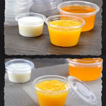 

2020 50Pcs Disposable Cups Set Of 120ml Sauce Container Pot Jello Shot Cup Slime Storage With Lid For Ketchup