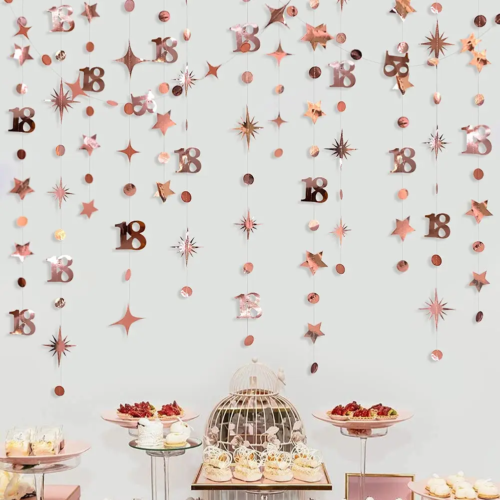 Rose Gold Birthday Celebration Hanging Streamer Decorations
