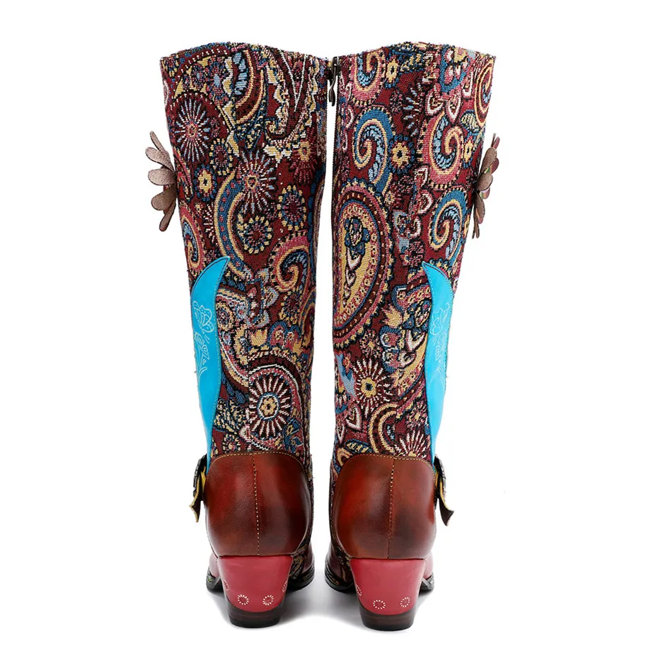 D Knight Luxury Boots Shoes Woman Retro Genuine Leather Casual Women's Knee High Boot Handmade Ethnic Female Western Cowboy Boot (7)