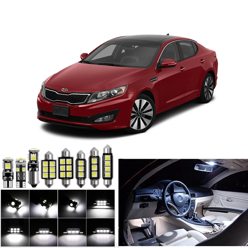 

12pcs White Car Lamp LED Light Bulbs Interior Package Kit For 2011-2015 Kia Optima LED MAP DOME TRUNK GLOVE BOX LICENSE PLATE