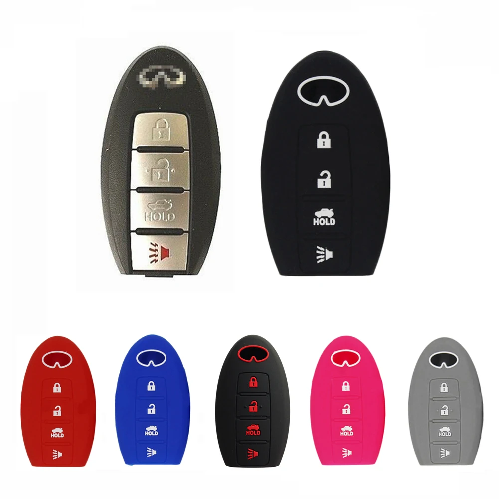 

4 Button Remote Car Key Fob Cover Shell Silicone Case Holder Skin For Infiniti QX50 EX35 FX35 FX50 G37 M35 M45 M56 2006-2013