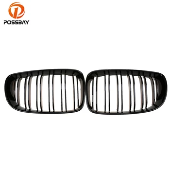 

POSSBAY Double Lines Grille Grills for BMW 1-Series E81 116i/118d/118i/120d/120i 3-door 2007-2011 Front Bumper Hood Center Grill