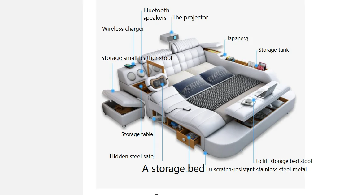 Modern design bedroom furniture bedroom sets bed frame multi-functional electric massage bed