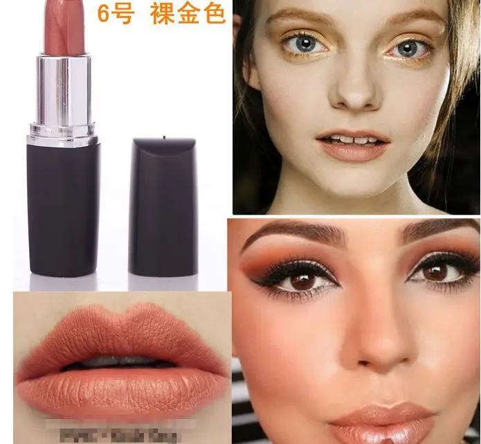 8 color matte lipstick black punk wind goth velvet waterproof durable - Цвет: 6 Gold