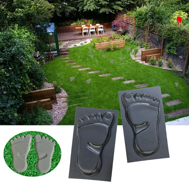 

1 Pair Foot Print Stepping Concrete Stone Paving Mold Maker for Lawn Park Garden Beache Path