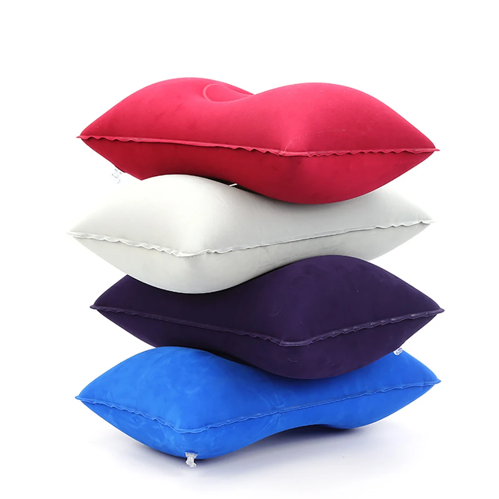 Inflatable Air Pillow Bed Sleeping Camping Pillow PVC Nylon Neck Stretcher Backrest Pillow for Travel Plane Head Rest Support