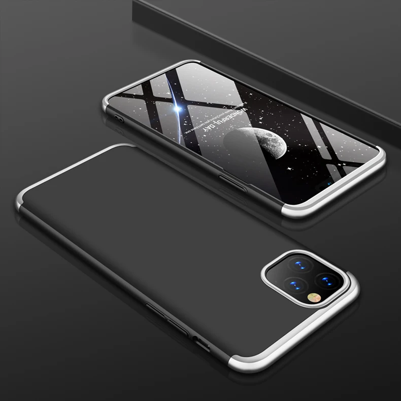 Silver Black Чехол для телефона с полным покрытием 360 чехол Защитный компьютер для iPhone X XR XS 11 Pro MAX 8 7 Plus 6 6S Plus 5G 5S SE - Цвет: Silver Black