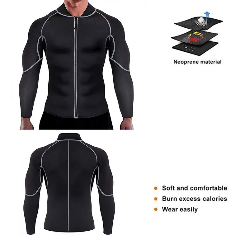 Sfit 2020 Men s Neoprene Sauna Long Sleeves Fitness Thermo Shapewear High Compression Training Tops Hot 5