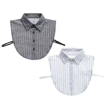 

Grey White Stripes Detachable Fake Collar Blouse Lapel False Collar Women Shirt Accessory
