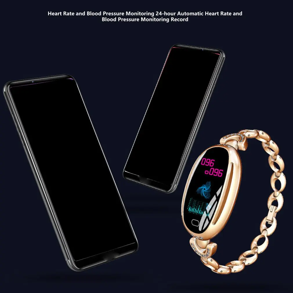 2019 Stylish E68 Women Blood Pressure Heart Rate Monitor Sport Bluetooth Smart watch Bracelet for Standard exercises functions