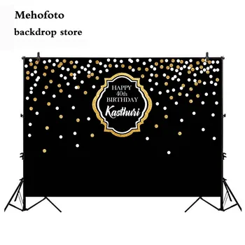 

Mehofoto Happy 40th Birthday Party Photography Backdrops Black and Lighting Photo Shoot Background for Family Studio Props 993