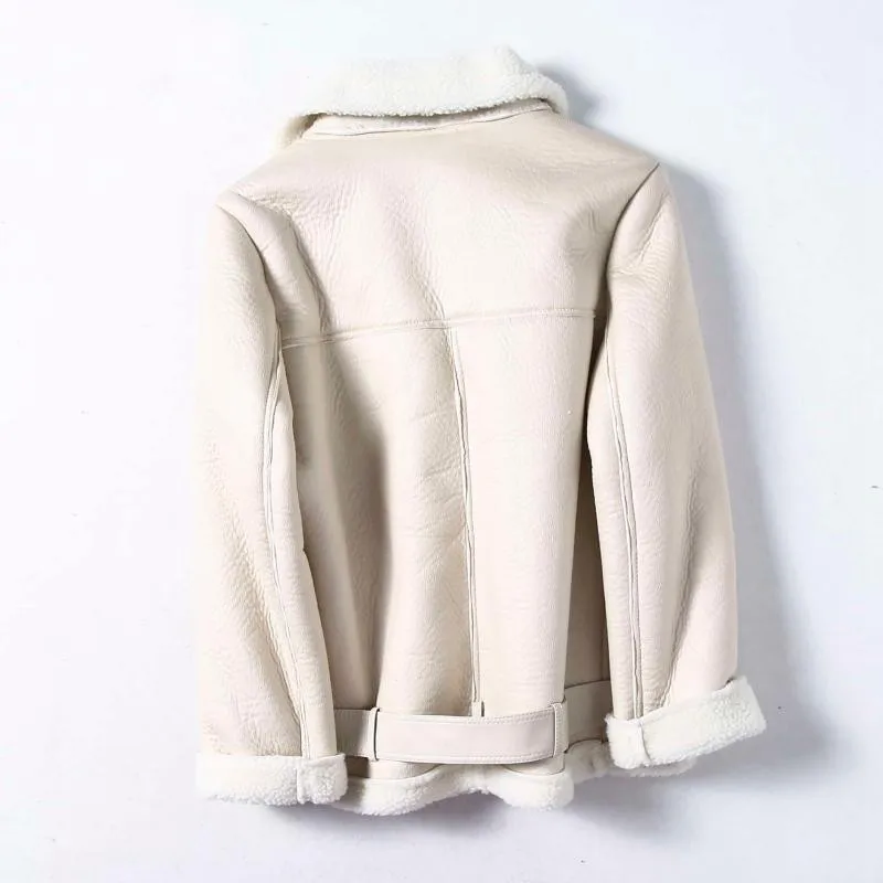 Tangada-Women-beige-fur-faux-leather-jacket-coat-with-belt-turn-down-collar-Ladies-2019-Winter (3)